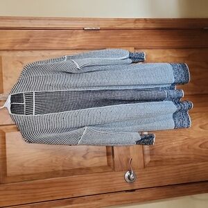 Woven Right Heathered Open Front Longline Cardigan